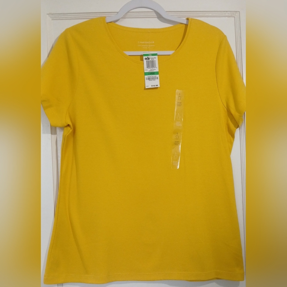 Charter Club Sunny Yellow Short Sleeve Tee NWT - Picture 3 of 4